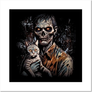 Cataclysm - Apocalyptic Companion - Zombie and Cat Artwork Posters and Art